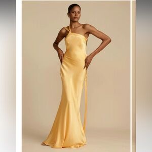 Gold maxi satin dress